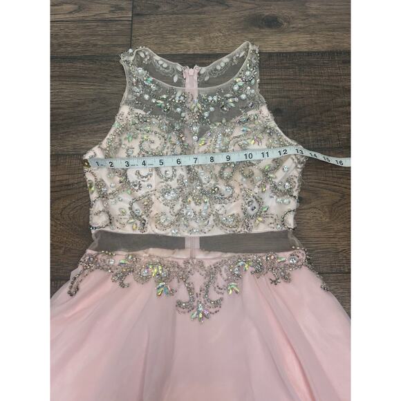 Dancing Queen - 9550 Mock Two-Piece A-Line Short Mini Prom Dress Pink S - Picture 14 of 16